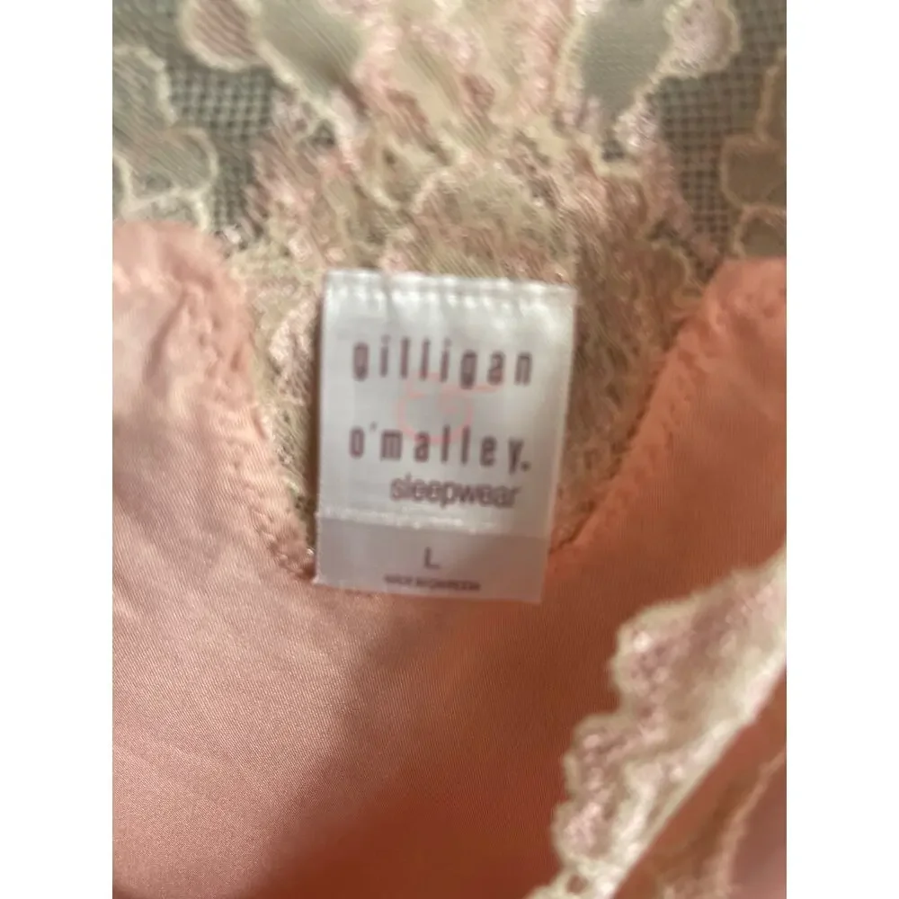 Vintage Y2K Gilligan & O'Malley  Pink Satin Maxi Slip Dress Nightgown - Size L